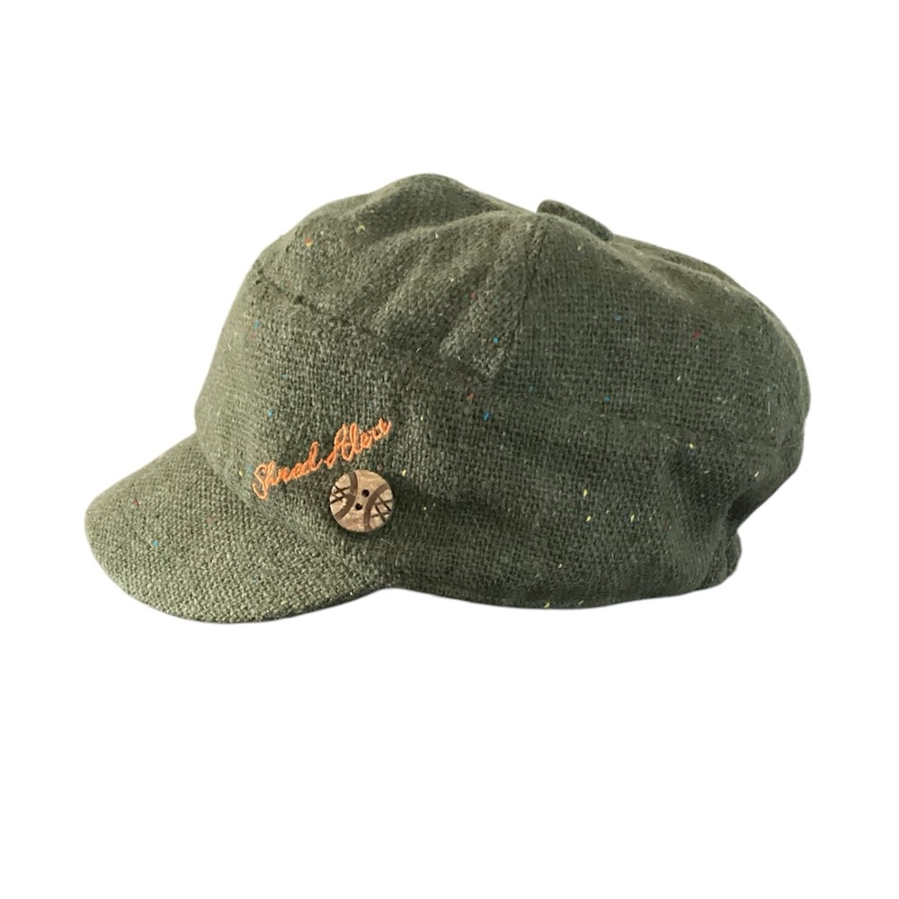 Shred Alert vintage hat cap Newsboy brimmed green Adult wool blend